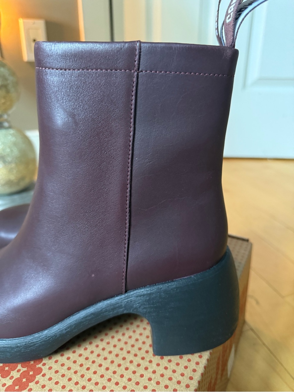 NWT Camper Thelma II Burgundy Leather Platform Ankle Boots - Picture 8 of 10